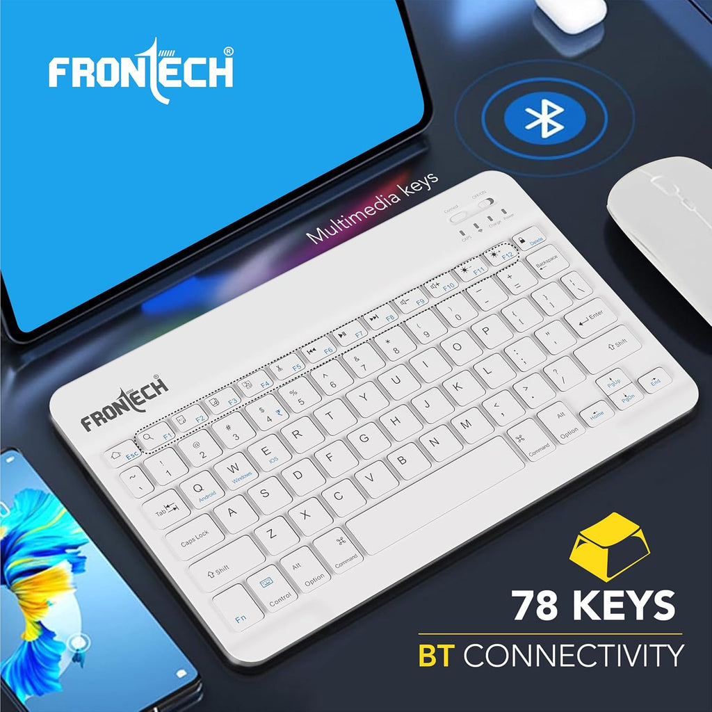 FRONTECH Wireless Mini Keyboard – 78 Keys Bluetooth Rechargeable Keyboard