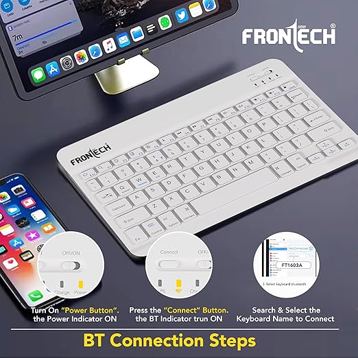 FRONTECH Wireless Mini Keyboard – 78 Keys Bluetooth Rechargeable Keyboard