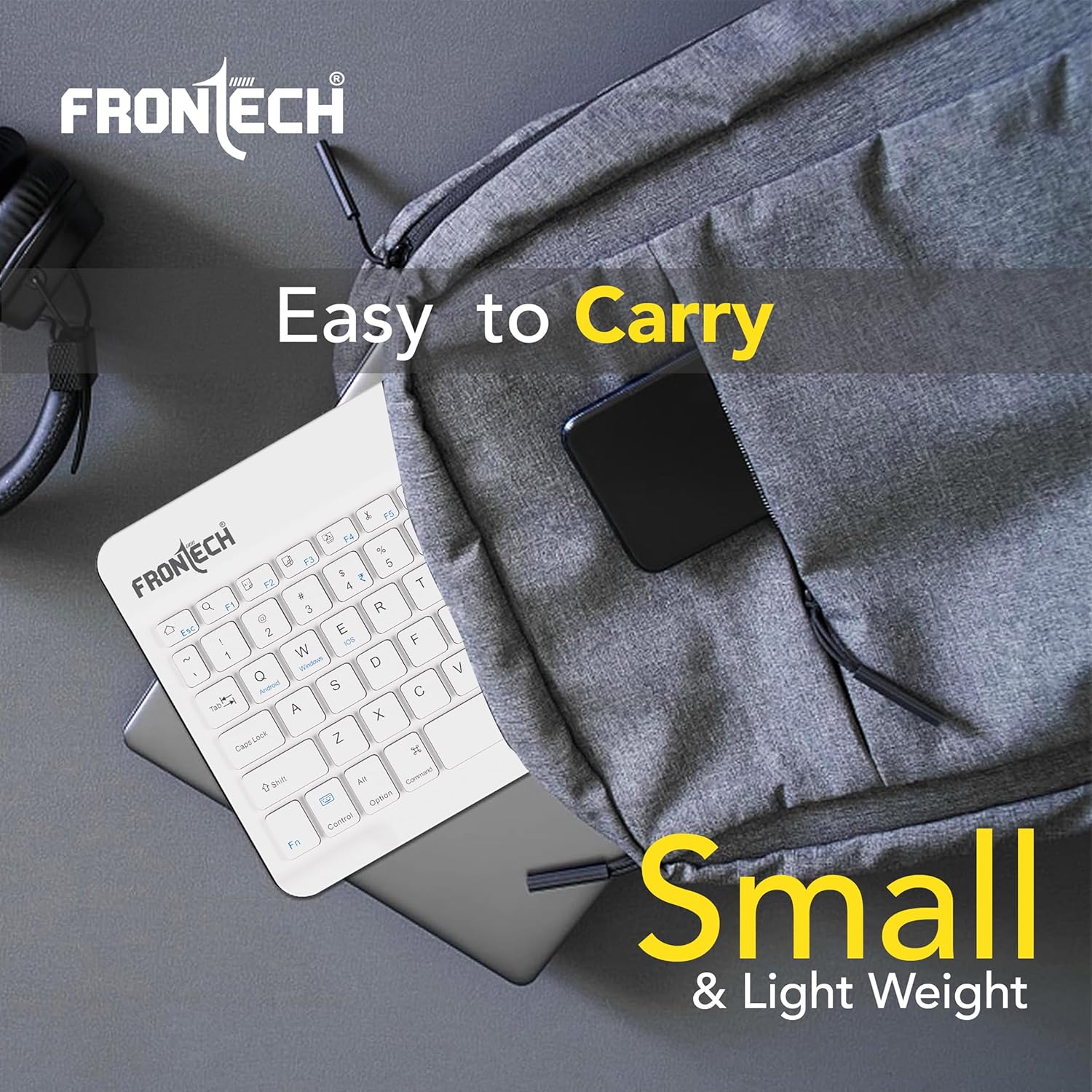 FRONTECH Wireless Mini Keyboard – 78 Keys Bluetooth Rechargeable Keyboard